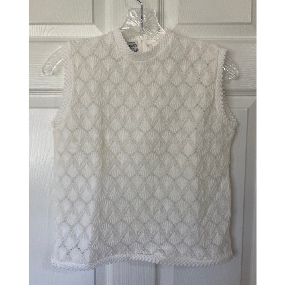 Vintage Sears 60s/70s Cream Pointelle Knit Top Medium Japan Retro Chic Classic
